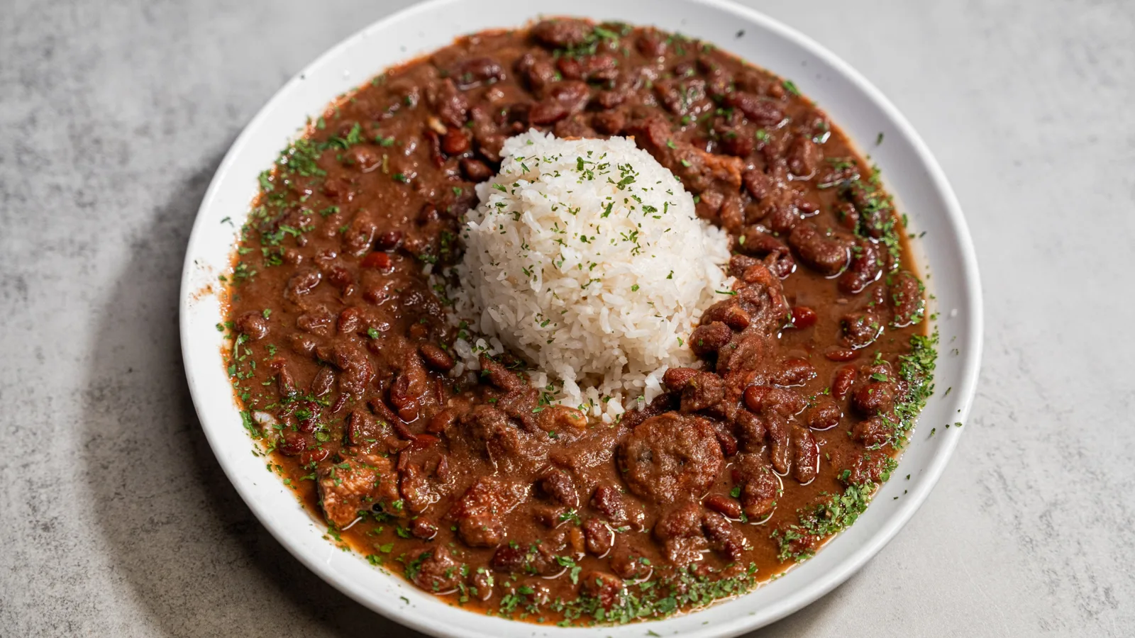 Red Beans and Rice plate at Kings Truck Stop